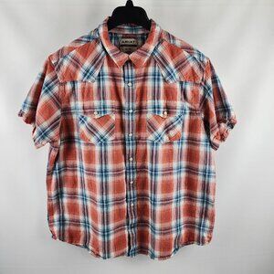 Ariat Shirt Mens XXL Multi Plaid MNS Hawk Retro Snap S/S Button Up